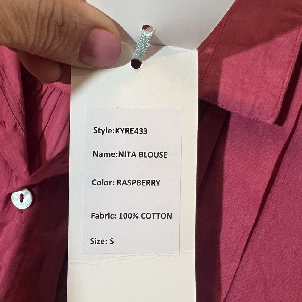 Anthropologie Kyla Seo Blouse Small Size Cotton Embroidery Pink Shirt Buttons - Picture 11 of 13